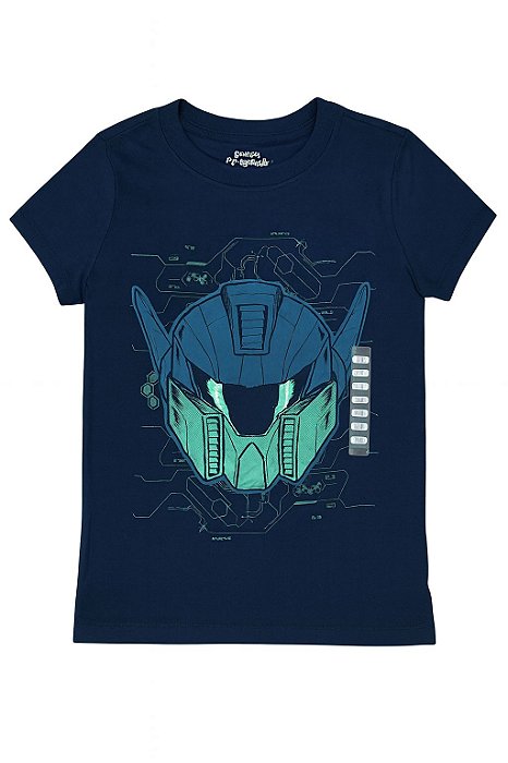 Camiseta Infantil Menino Oshkosh Manga Curta Azul Transformers