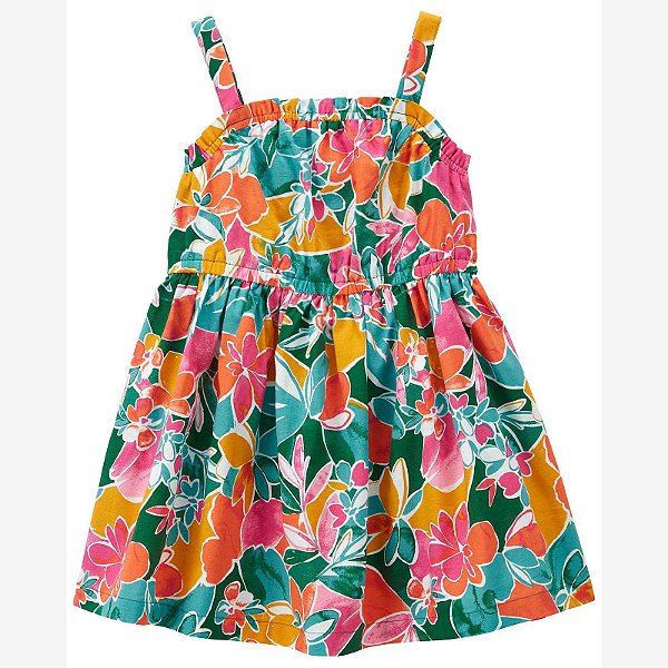 Vestido Infantil Menina Carters Alça Floral Verde