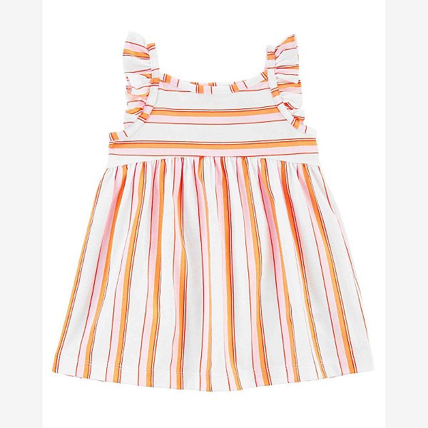 Vestido Infantil Menina Carters Listras Laranja