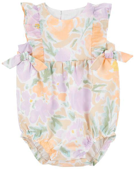 Romper Infantil Menina Carters Regata Flores Laço Lateral