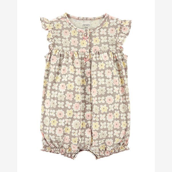 Romper Infantil Menina Carters Flores Marrom