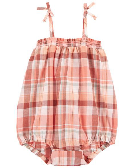 Romper Infantil Menina Baby B'gosh Alça Xadrez Com Babado
