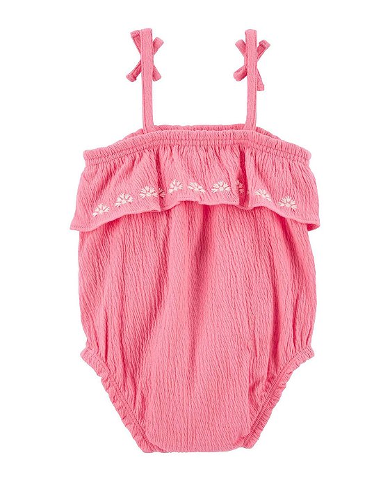 Romper Infantil Menina Carters Pink Com Alça e Bordado