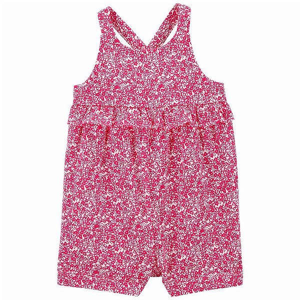 Romper Infantil Menina Carters Branco com Flores Pink