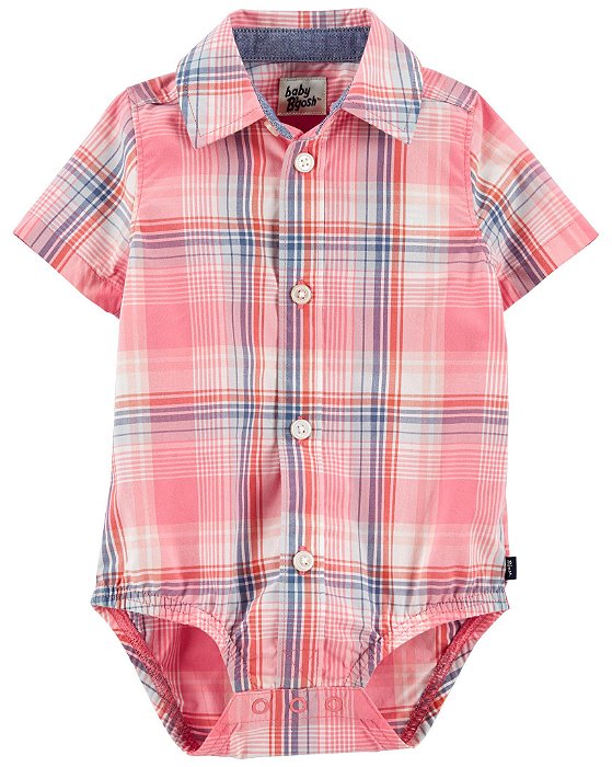 Romper Infantil Menino Baby B'gosh Xadrez Botões