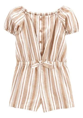 Macaquinho Infantil Menina Oshkosh Listrado Caramelo Botões