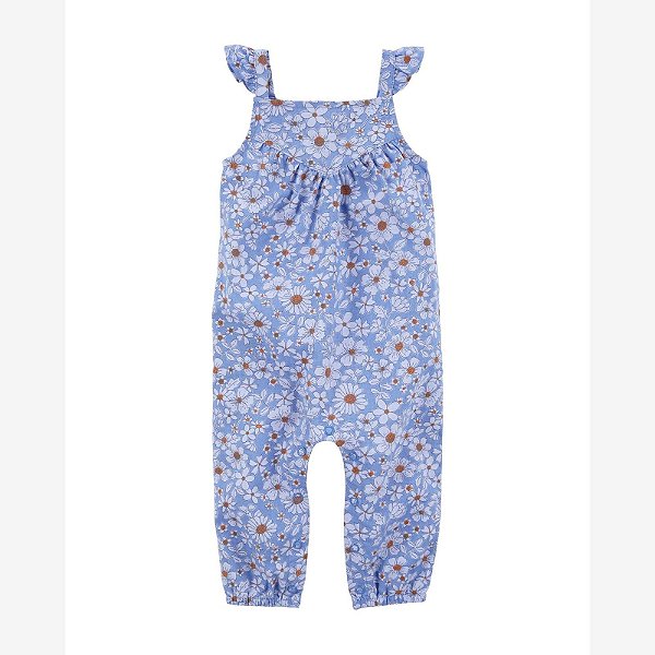 Macacão Infantil Menina Carters Com Alça Azul Flores