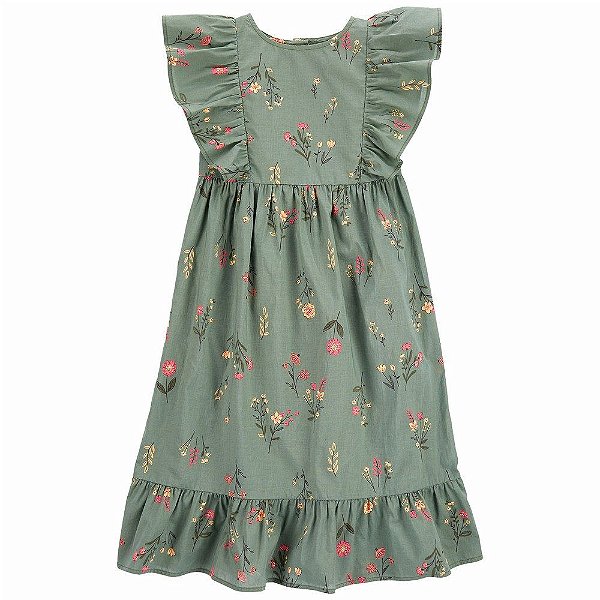 Vestido Infantil Menina Carters Verde Flores