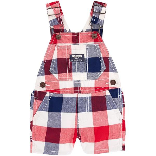 Jardineira Infantil Menino Oshkosh Xadrez Vermelha