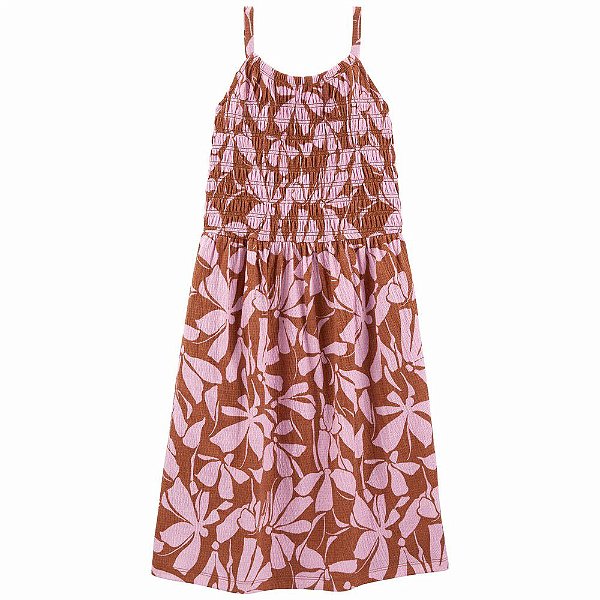Vestido Infantil Menina Carters Marrom Com Flores Rosa