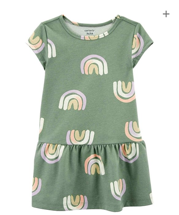 Vestido Infantil Menina Carters Verde Arco-Íris