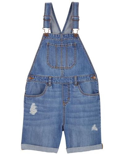 Jardineira Infantil Menina Oshkosh Jeans Com Barra Dobrada