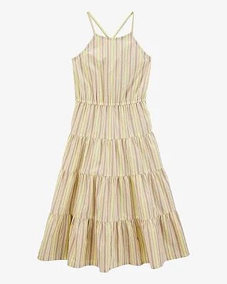 Vestido Infantil Menina Oshkosh Linho Listras Rosê