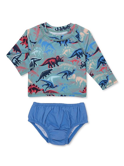 Conjunto Wonder Nation Menino Praia - 2 Peças Camiseta Dino com Fralda - Importado