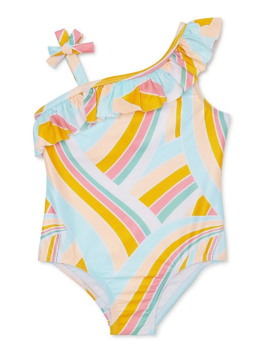 Maiô Infantil Menina Wonder Nation - Praia Listras Coloridas - Proteção Solar