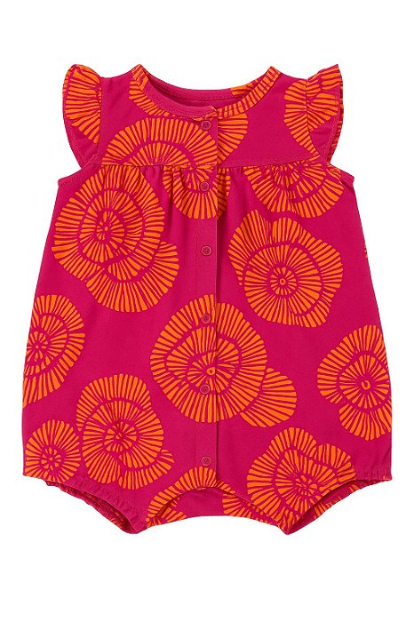 Romper Infantil Menina Carters Pink Com Flores Laranja