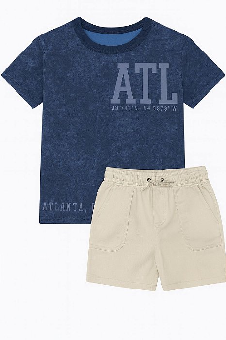 Conjunto Infantil Menino Carters 2 Peças Camiseta Azul Marinho ATL