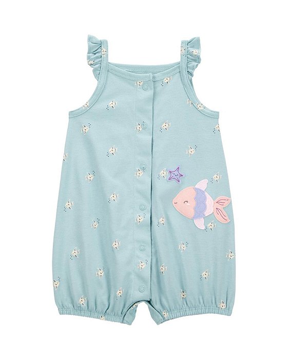 Romper Infantil Menina Carters Verde Peixe
