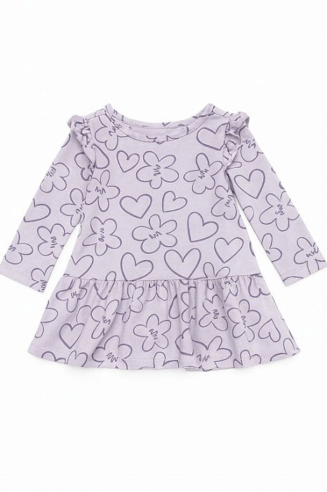 Vestido Infantil Okie Dokie Lilás Flores