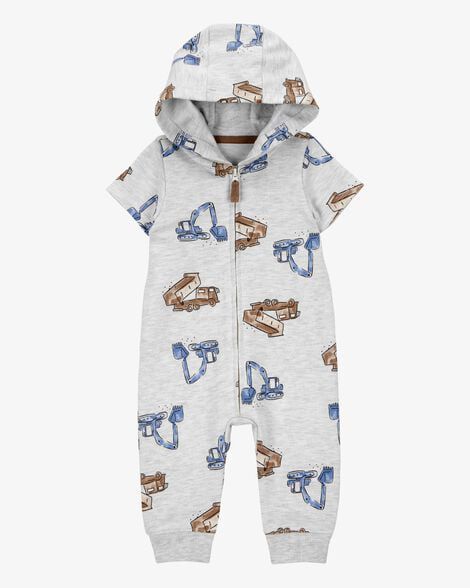 Macacão Infantil Menino Carters Cinza Manga Curta Construção