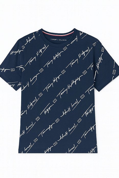 Camiseta Infantil Menino Tommy Hilfiger Azul Marinho Com Logos