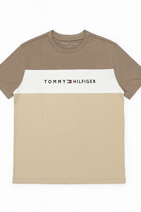 Camiseta Infantil Menino Tommy Hilfiger Bege Logo