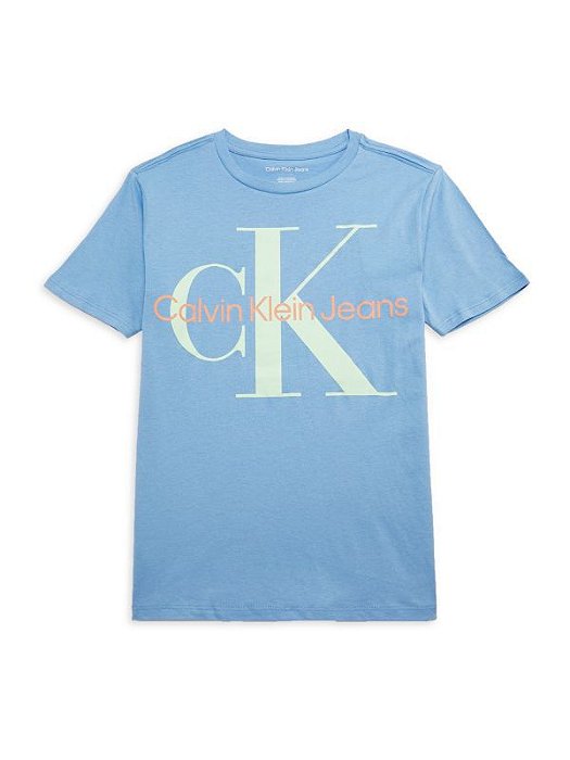 Camiseta Infantil Menino Calvin Klein Manga Curta Azul