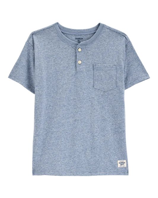 Camiseta Infantil Menino Oshkosh Manga Curta Azul Bolso