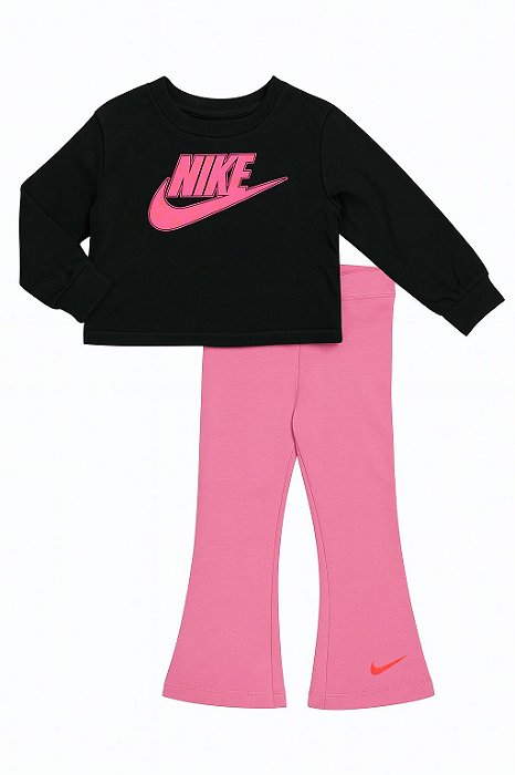Conjunto Infantil Menina Nike Camiseta Preta Legging Rosa