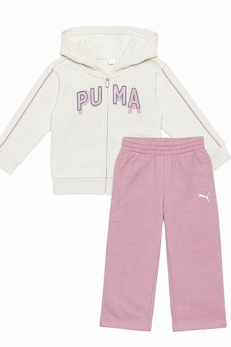 Conjunto Infantil Menina Puma 2 Peças Jaqueta Bege Calça Rosa