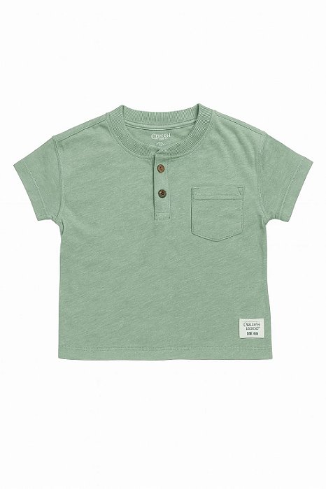Camiseta Infantil Menino Oshkosh Verde Bolso com Botões