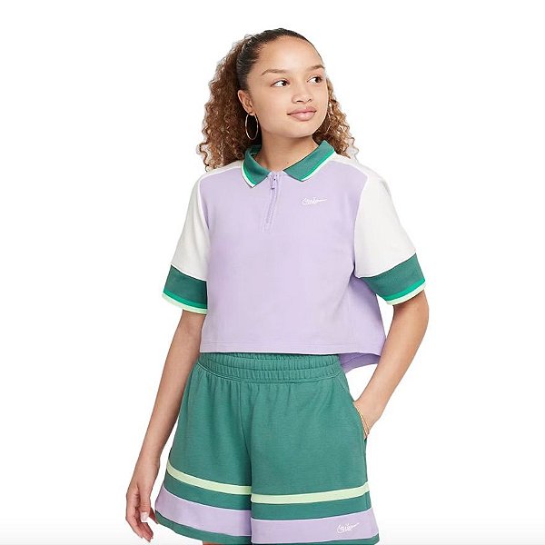 Cropped Infantil Menina Nike Lilás com Verde