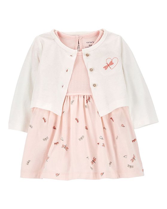 Vestido Infantil Menina Carters Libélula com Cardigan