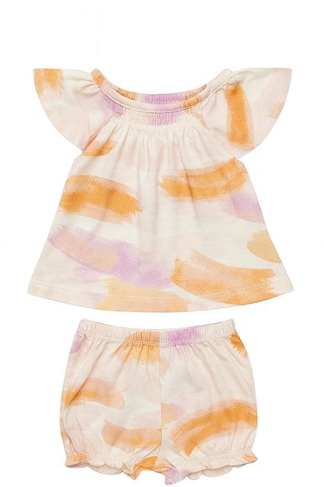 Conjunto Infantil Menina Carters 2 Peças Regata e Shorts Laranja