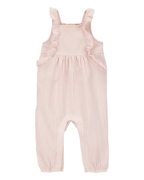 Macacão Infantil Menina Carters Rosa Canelado Alça