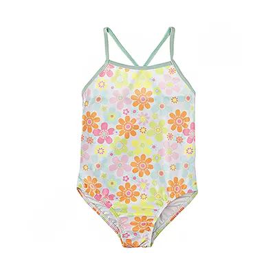 Maiô Infantil Menina Wonder Nation - Praia Flores Coloridas - Proteção Solar