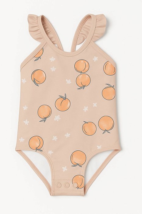 Maiô Infantil Menina Little Planet - Pêssego Com Alça - Proteção Solar