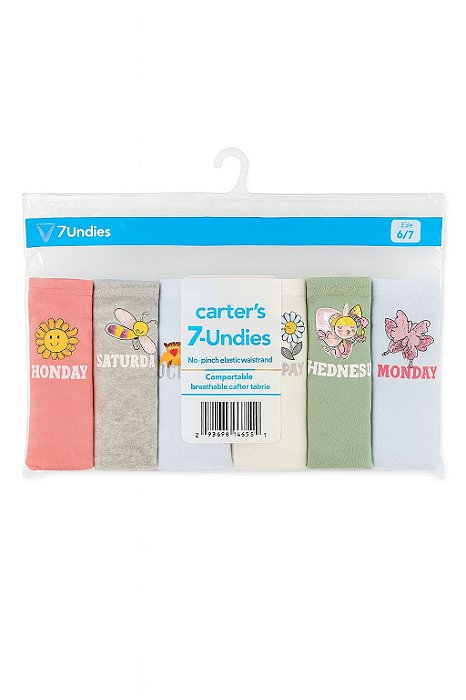 Kit com 7 Calcinhas Carters Estampa Dias da Semana