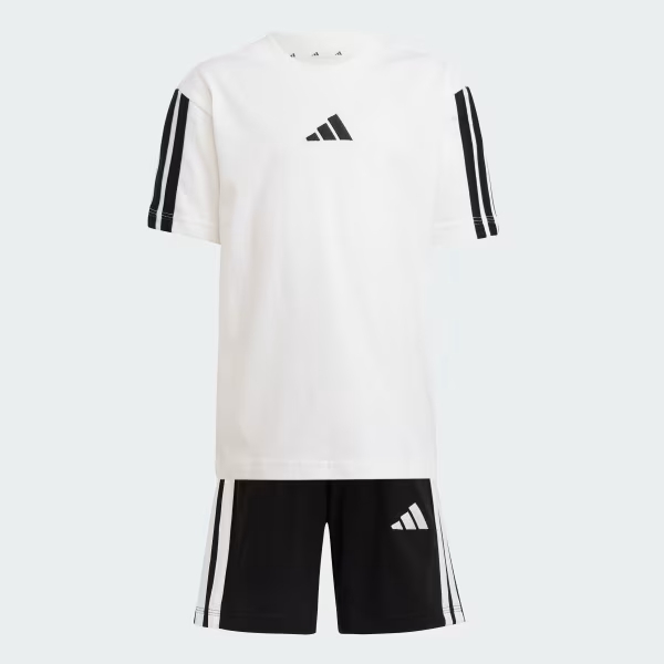 Conj Infantil Menino Adidas 2 Peças Camiseta Branca Bermuda Preta