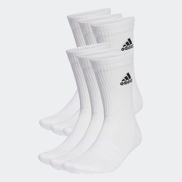 Kit com 6 Pares de Meia Adidas Branca Cano Alto