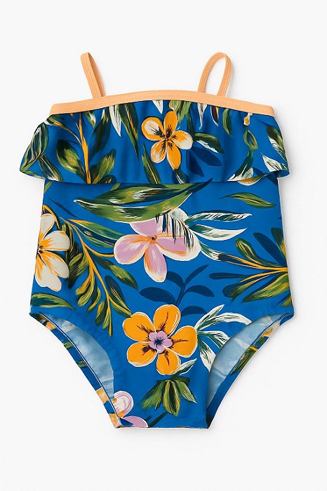 Maiô Carters Oshkosh Azul Floral - Praia - Proteção Solar