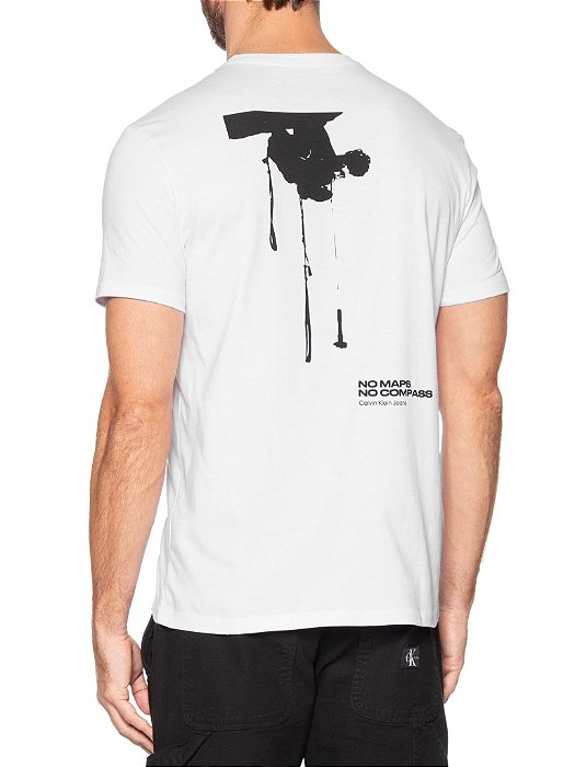 Camiseta Infantil Menino Calvin Klein Branca No Maps Lateral