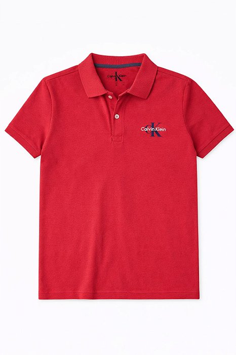 Camiseta Infantil Menino Calvin Klein Gola Polo Bordô