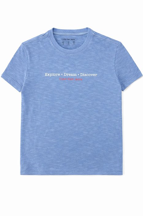 Camiseta Infantil Menino Calvin Klein Azul Manga Curta Explore