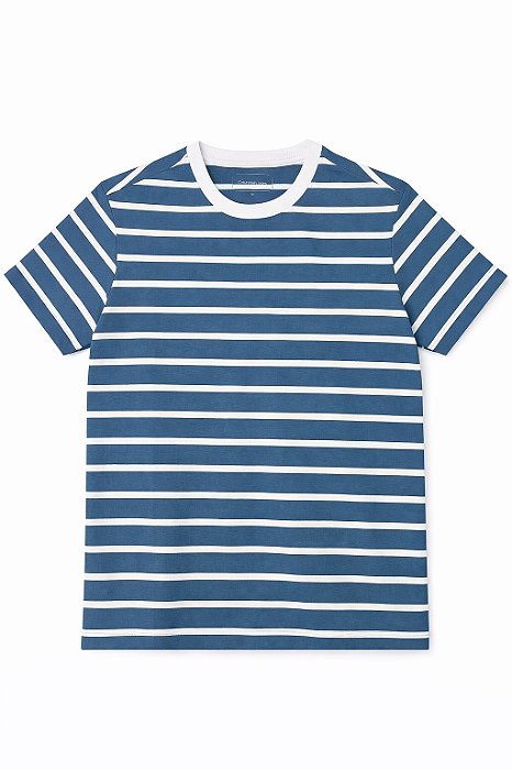 Camiseta Infantil Menino Calvin Klein Azul Listras Manga Curta