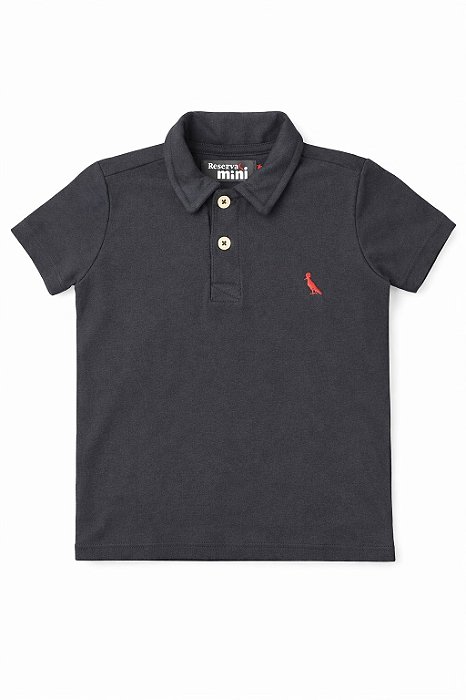 Camiseta Infantil Menino Reserva Gola Polo Preto Bordado Vermelho