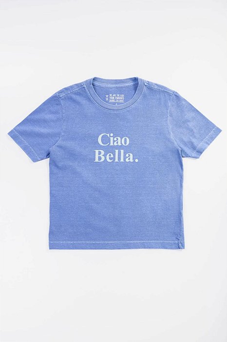 Camiseta Infantil Menino SergioK Manga Curta Azul Ciao Bella