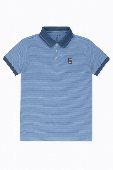 Camiseta Infantil Menino Calvin Klein Gola Polo Azul Listras