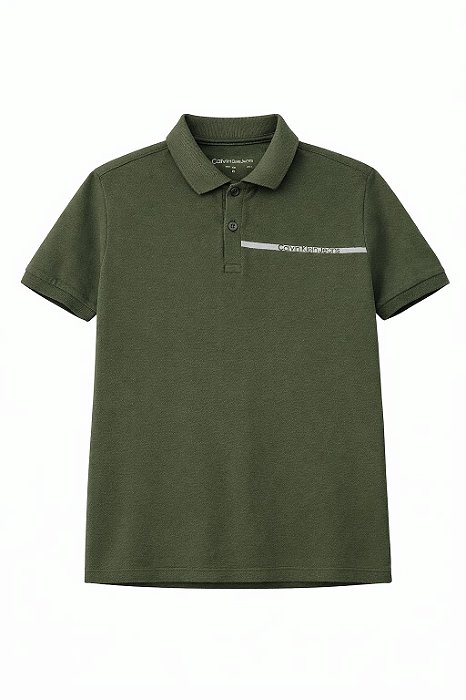 Camiseta Infantil Menino Calvin Klein Gola Polo Verde Escuro