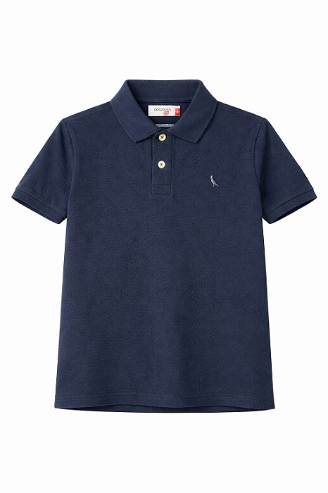 Camiseta Infantil Menino Reserva Gola Polo Azul Marinho Logo Bordada